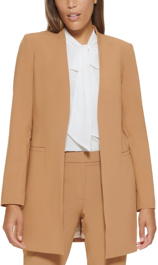 petite collarless coat