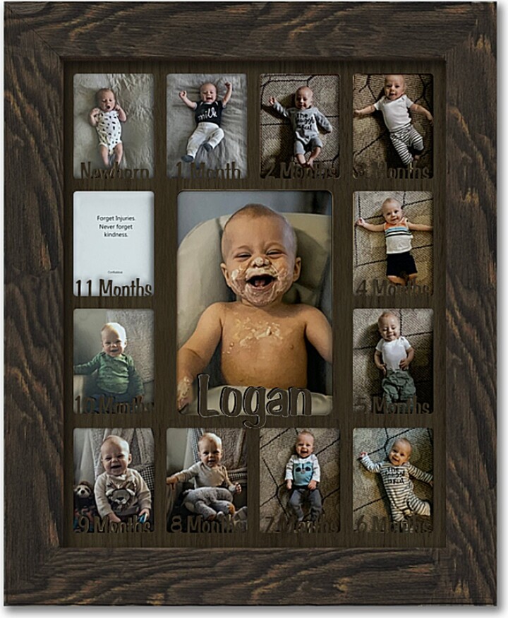 Etsy Baby First Year Personalized Frame - Holds Twelve 2.5 X 3.5 Newborn Photos & One 5 7 Picture Nursery Gift Barnwood Frames