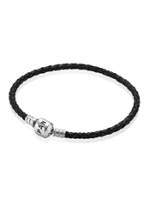 Thumbnail for your product : Pandora Black Single Woven Leather 19cm Bracelet