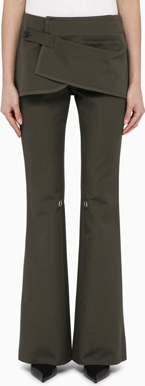 Courreges Military green cotton mini skirt trousers - ShopStyle