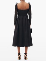 Thumbnail for your product : Self-Portrait Ruffled Dotted-tulle And Crepe Midi Dress - Black