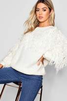 Thumbnail for your product : boohoo Petite Fringe Knit Sweater