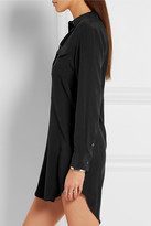 Thumbnail for your product : Equipment Slim Signature Washed-silk Mini Shirt Dress - Black