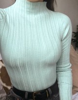 Thumbnail for your product : ASOS DESIGN grown-on sleeve sweater with ruffle detail in green