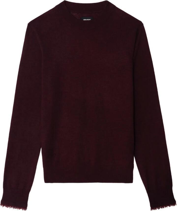 Ivy frayed-cuffs crew-neck sweater