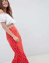 Thumbnail for your product : ASOS Petite Design Petite Midi Skirt With Kickflare In Polka Dot