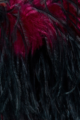 16Arlington Asymmetric One-shoulder Feather-embellished Lame Dress