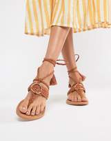 Thumbnail for your product : ASOS Design Fletcher Tie Leg With Ring Detail Sandals