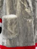 Thumbnail for your product : Thom Browne Single Breasted Sack Overcoat With Intarsia Red, White And Blue Stripe In Dyed Long Hair Mink Fur