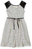 Thumbnail for your product : Speechless Leather Shoulder Striped Dress - Girls 7-16