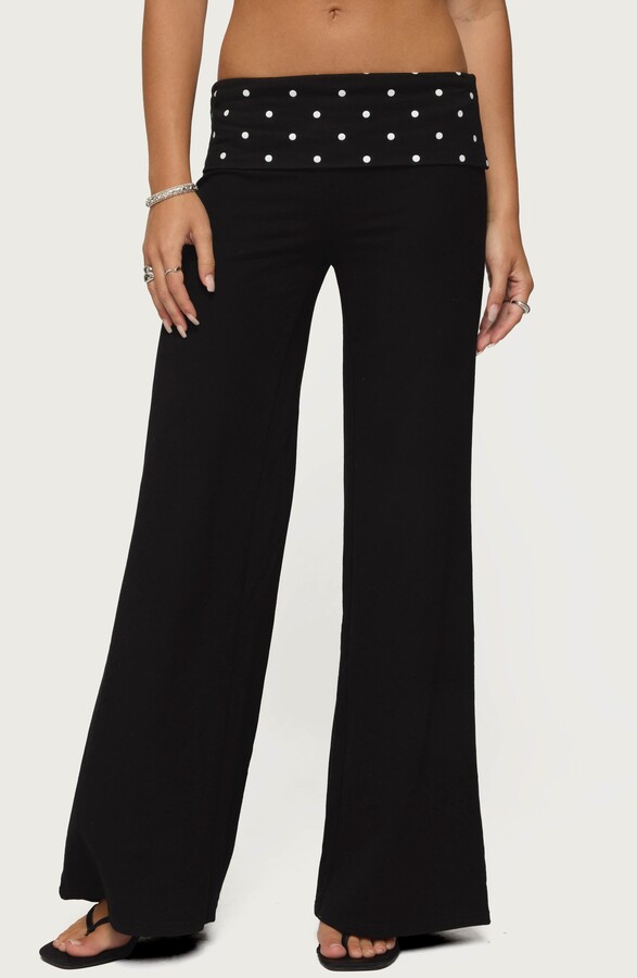 EDIKTED Reeva Polka Dot Foldover Pants