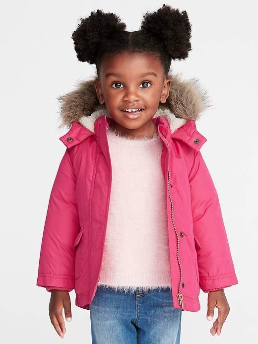Old Navy Hooded Faux-Fur Trim Snow Jacket for Toddler Girls 