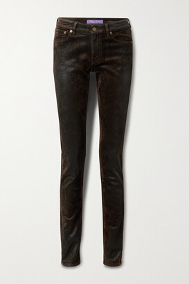 Ralph Lauren Collection - Distressed Mid-rise Slim-leg Jeans - Brown