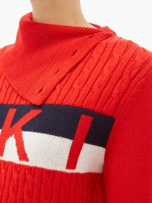 Perfect Moment Ski-jacquard Cable-knit Wool Sweater - Womens - Red