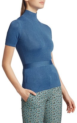 Prada Cashmere & Silk Short-Sleeve Knit Turtleneck