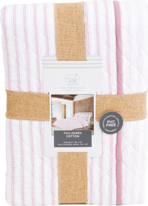 TJMAXX Reversible Stripe Quilt Set, Cotton/Polyester/Diamond