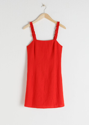 And other stories Ruffle Strap Linen Mini Dress