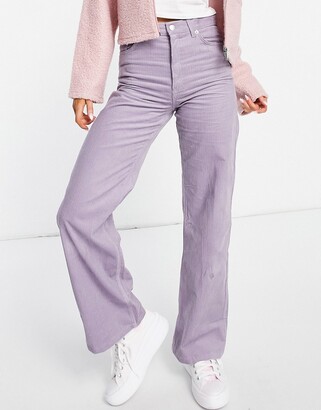 Monki Yoko cord wide leg pants in dusty lilac - ShopStyle