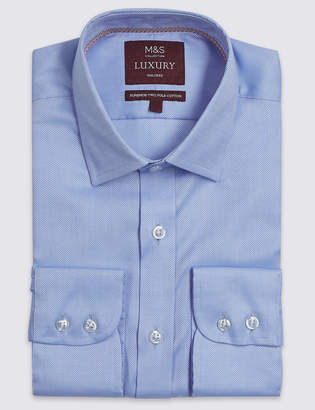 M&S Collection Luxury 2in Longer Pure Cotton Tailored Fit Shirt