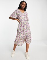 Thumbnail for your product : JDY solis 3/4 sleeve flower print woven midi dress in black