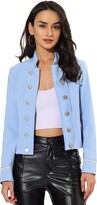 Thumbnail for your product : Allegra K Women's 1960s Vintage Steampunk Open Front Button Decor Casual Jacket Black XL