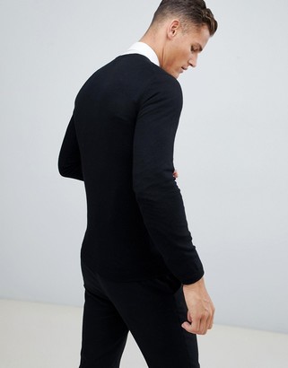 ASOS DESIGN muscle fit merino wool sweater in black