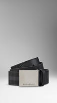 Thumbnail for your product : Burberry Horseferry Check Plaque Buckle Belt