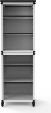 Luxor Modular Classroom Bookshelf - Narrow Stacked Modules With Casters And Tabletop