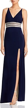 Aqua Embellished-Waist Gown - 100% Exclusive - ShopStyle Evening Dresses