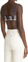 Thumbnail for your product : KHAITE Indira Check Ruched Bra Top