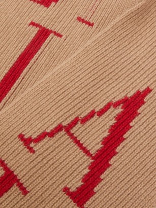 Valentino Garavani - Logo-intarsia Wool-blend Scarf - Beige