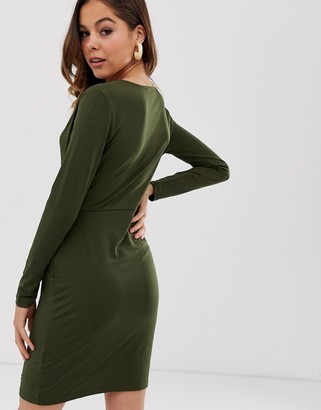 French Connection long sleeved slinky wrap dress