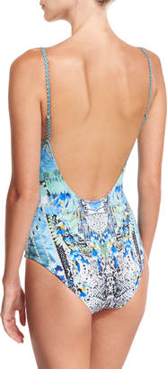 Camilla Wired Embellished V-Neck One-Piece Swimsuit