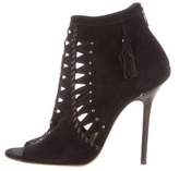 Thumbnail for your product : Jimmy Choo Peep-Toe Suede Ankle Boots