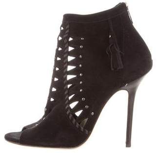 Jimmy Choo Peep-Toe Suede Ankle Boots