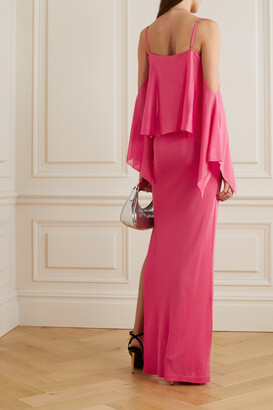 Tom Ford Cold-shoulder Ruffled Stretch-knit Gown - Pink