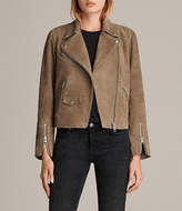 Thumbnail for your product : AllSaints Chine Suede Biker Jacket