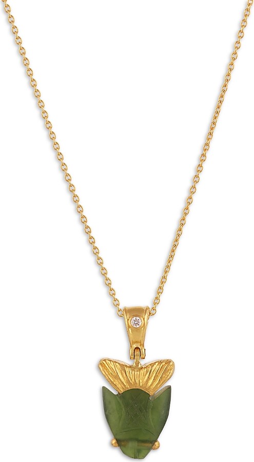 Gurhan 22K & 24K Yellow Gold Crown Lapis & Diamond Pendant Necklace, 16-18