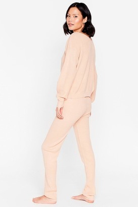 Nasty Gal Womens Alway's Lounging Twist Knit Jumper and Jogger Set - Pink - S