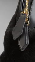 Thumbnail for your product : Burberry Medium Shearling and Leather Bowling Bag