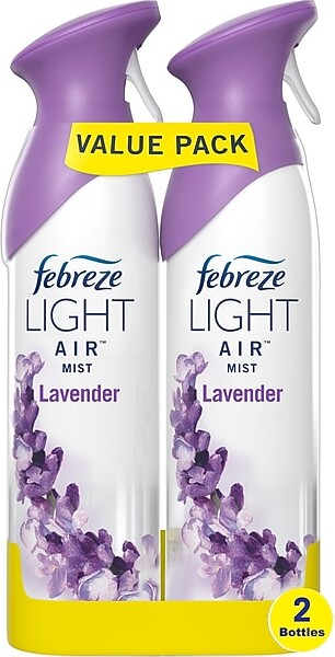 Febreze AIR LIGHT Air Freshener Aerosol, Lavender Scent, 8.8 fl. oz., 2/Pack (80657)