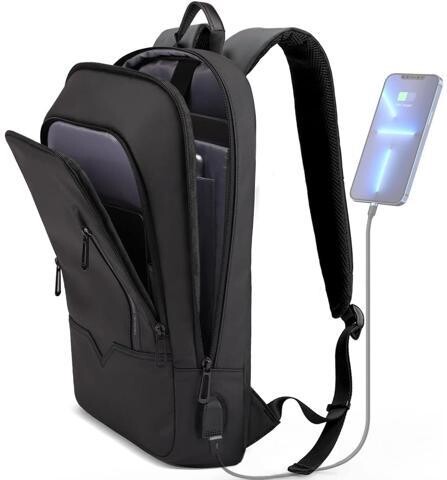 TUKO hk Backpack for Men Business Slim Backpack with USB Charger Computer Lightweight Anti-theft Travel Backpacks 15.6 inch Water Resistant Laptop Bag...
