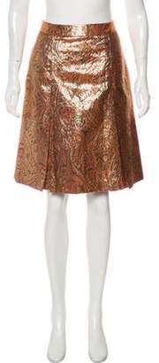 Ellen Tracy Brocade Knee-Length Skirt Orange Brocade Knee-Length Skirt
