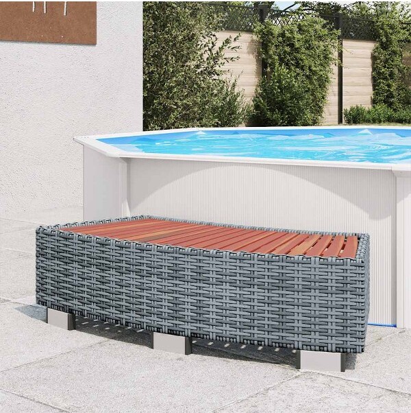 AGHANA DIGITALS AghanaDigitalsOutdoorGreySpaStep-SyntheticRattan,EucalyptusWood&Steel-Weatherproof,Grey17.7x36.2x9.8in
