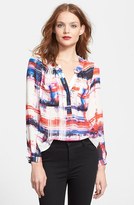 Thumbnail for your product : Milly Linear Print Silk Georgette Blouse