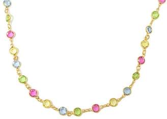 Unknown 7.5 Inch (Unisex) 18KT. Gold Overlay Multi Colored (Green, Pink, Blue, Yellow) Austrian Crystal (Swarovski) Chain - 5 MM Chain - LIFETIME GUARANTEE - Sizes 6 Up to 22 Inches (Quarter Inch Increments Available) - Custom Sizes - Cut to Order - Inch of Gold Chains - Lobster Claw Clasp