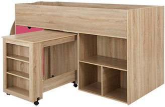 Very Mico Mid Sleeper Bed With Pull-Out Desk And Storage Oak Effect/Pink Mid Sleeper Only