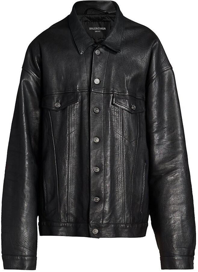 Balenciaga Leather Trucker Jacket - ShopStyle