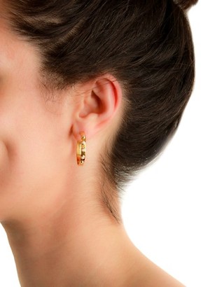 Elizabeth Locke Hammered 19K Yellow Gold & Diamond Ribbon Hoop Earrings