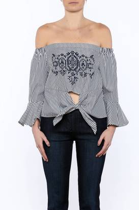 Flying Tomato Embroidered Off Shoulder Top